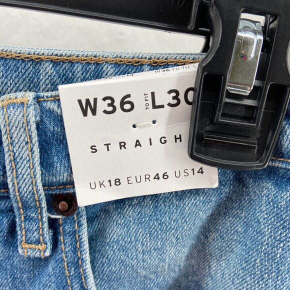 NWT Topshop Jeans Womens‎ 7 29x32 High Waist Straight Medium Washed Distressed - Picture 12 of 12
